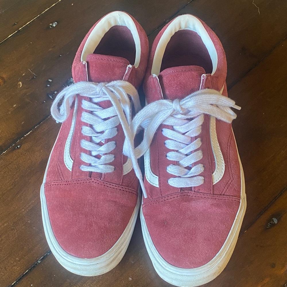 Vans Red and White Suede Sneakers 9.5 men